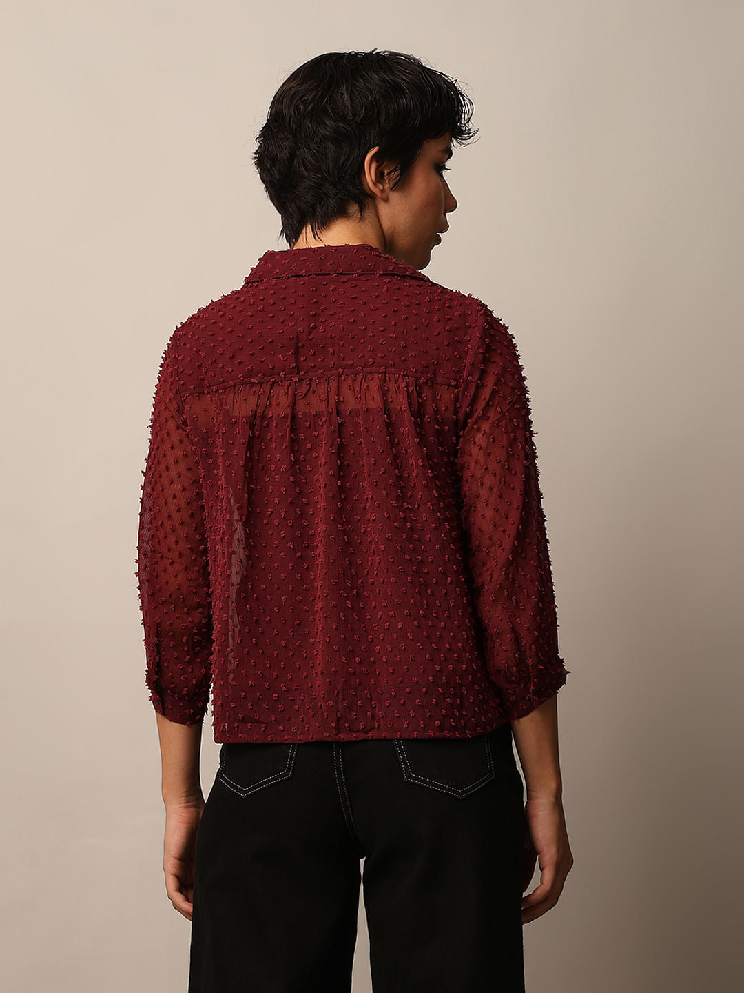 Maroon Textured Dobby Shirt