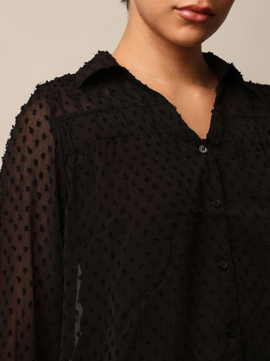 Black Textured Dobby Shirt