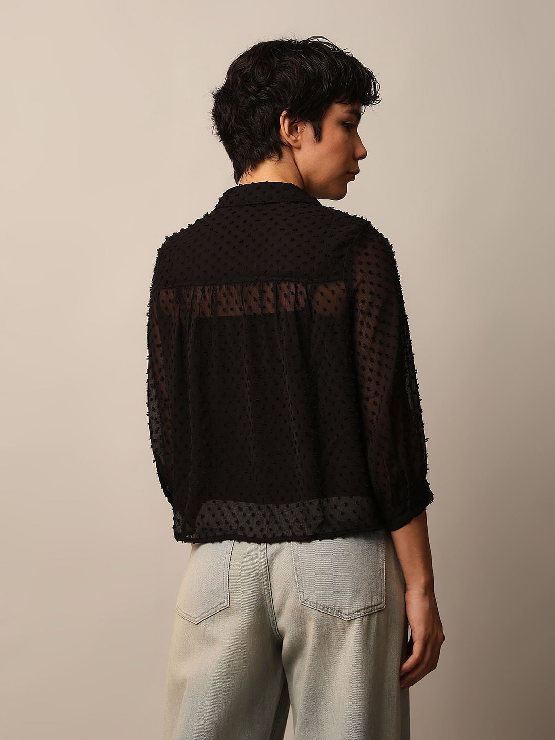 Black Textured Dobby Shirt