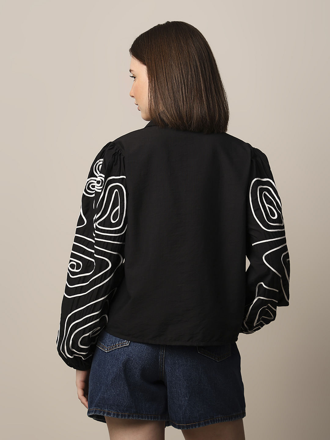 Black Embroidered Detail Shirt