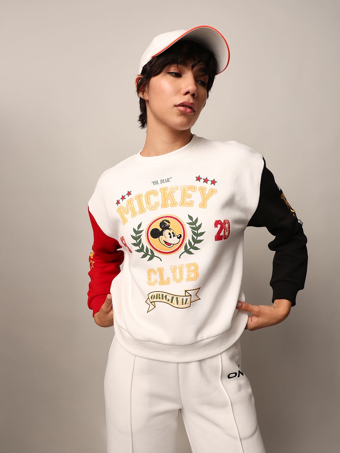 Mickey White Printed Sweatshirt - XS
