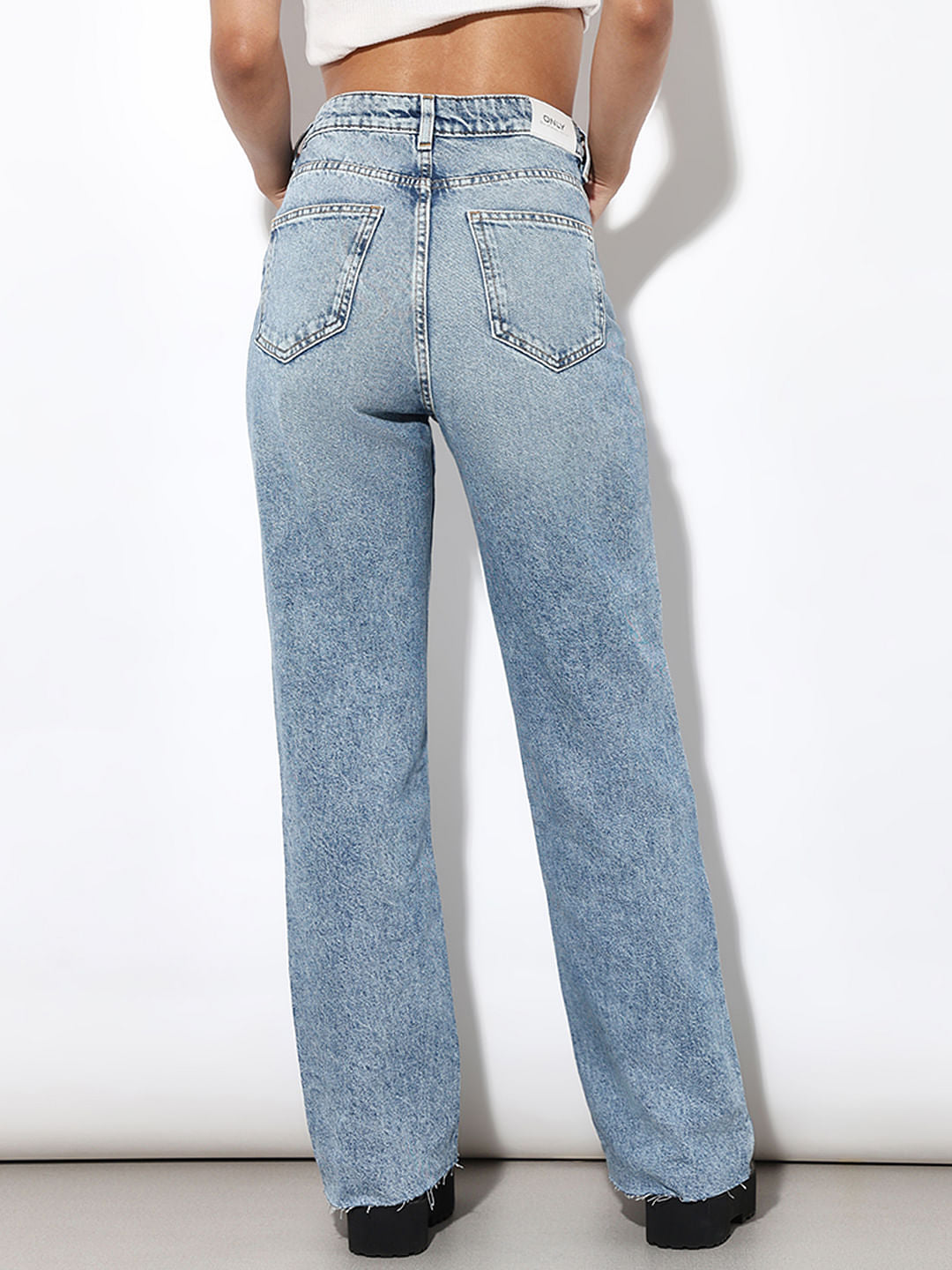 Light Blue High Rise Straight Fit Jeans
