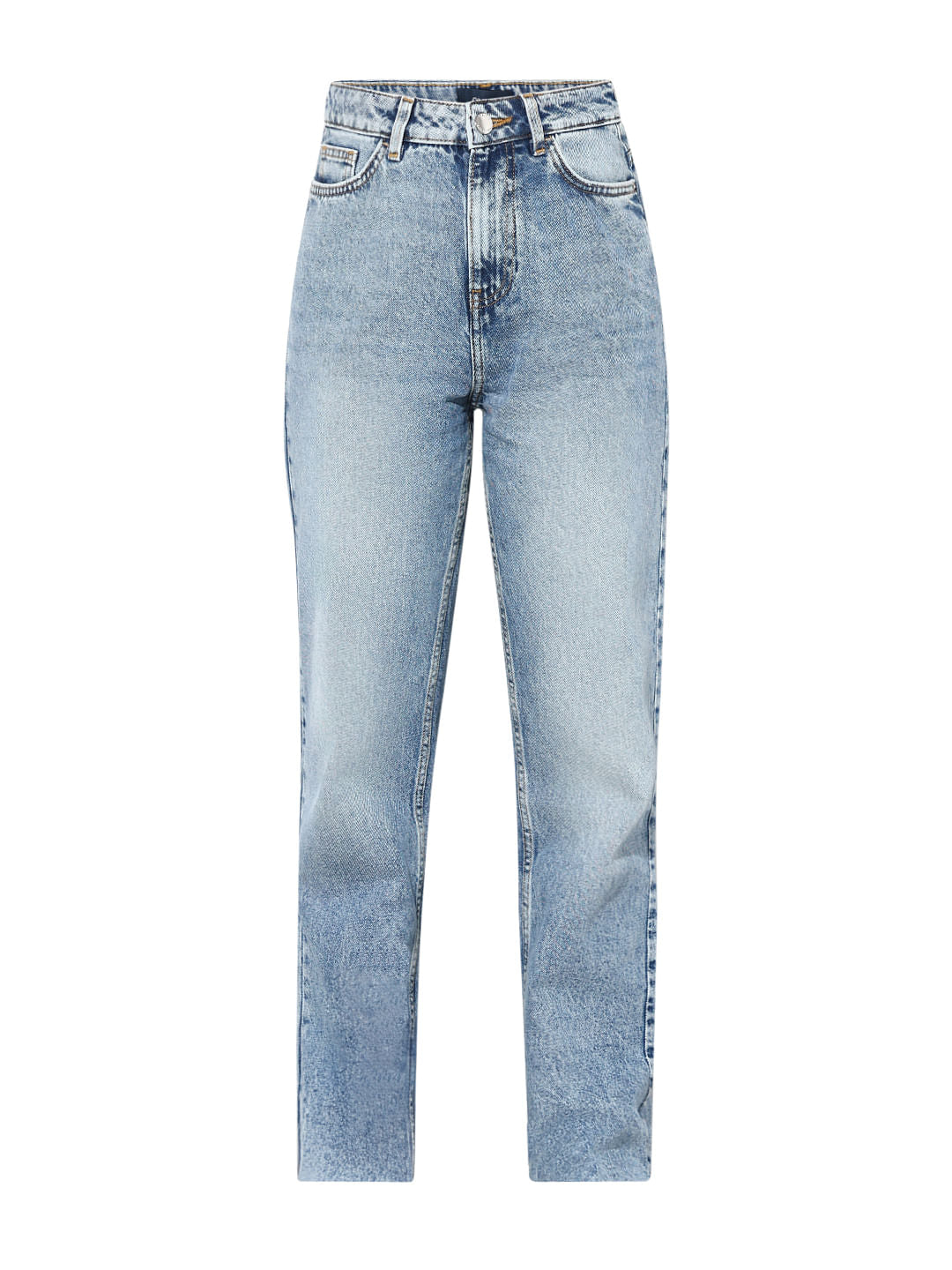 Light Blue High Rise Straight Fit Jeans