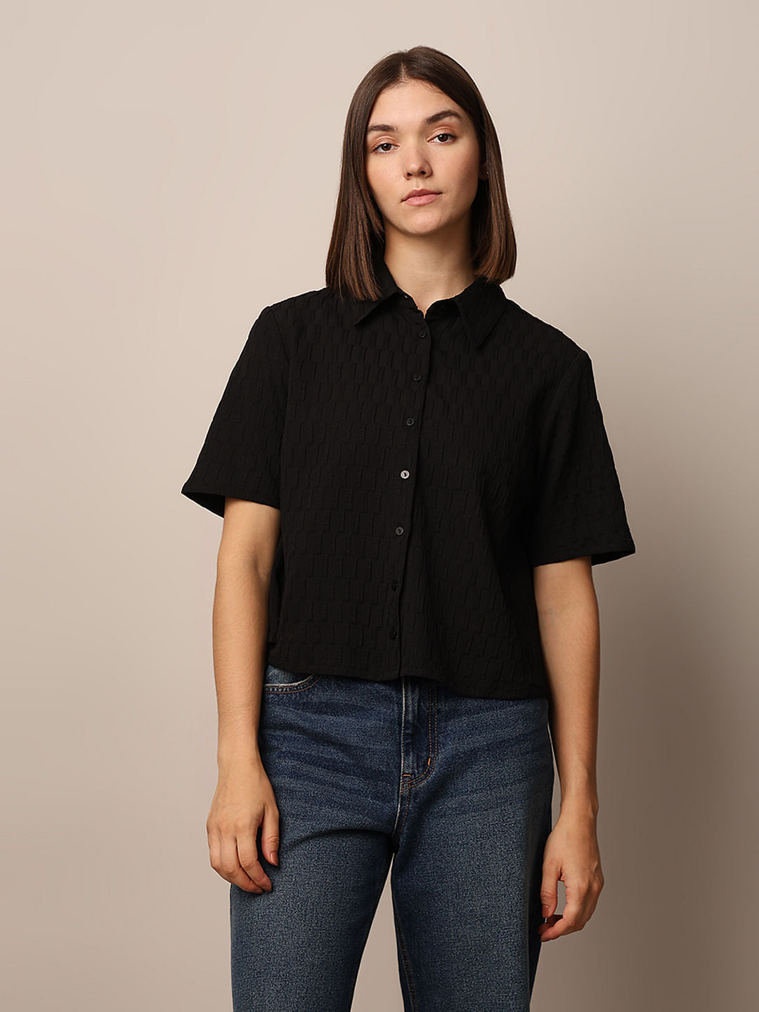 Black Textured Shirt