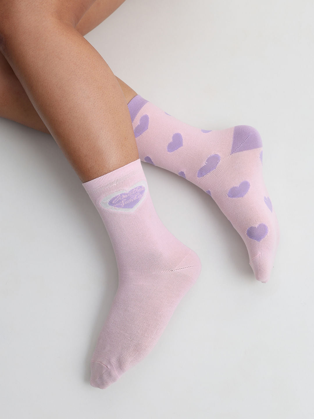 Pink Pack Of 2 Printed Socks - ONE