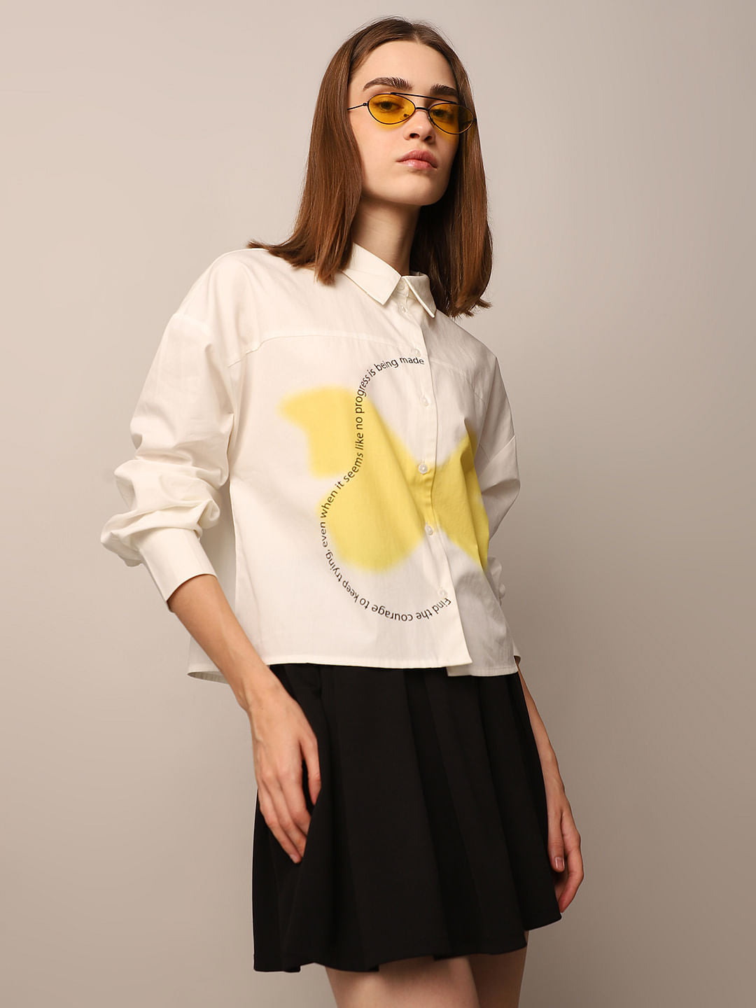 White Printed Poplin Shirt