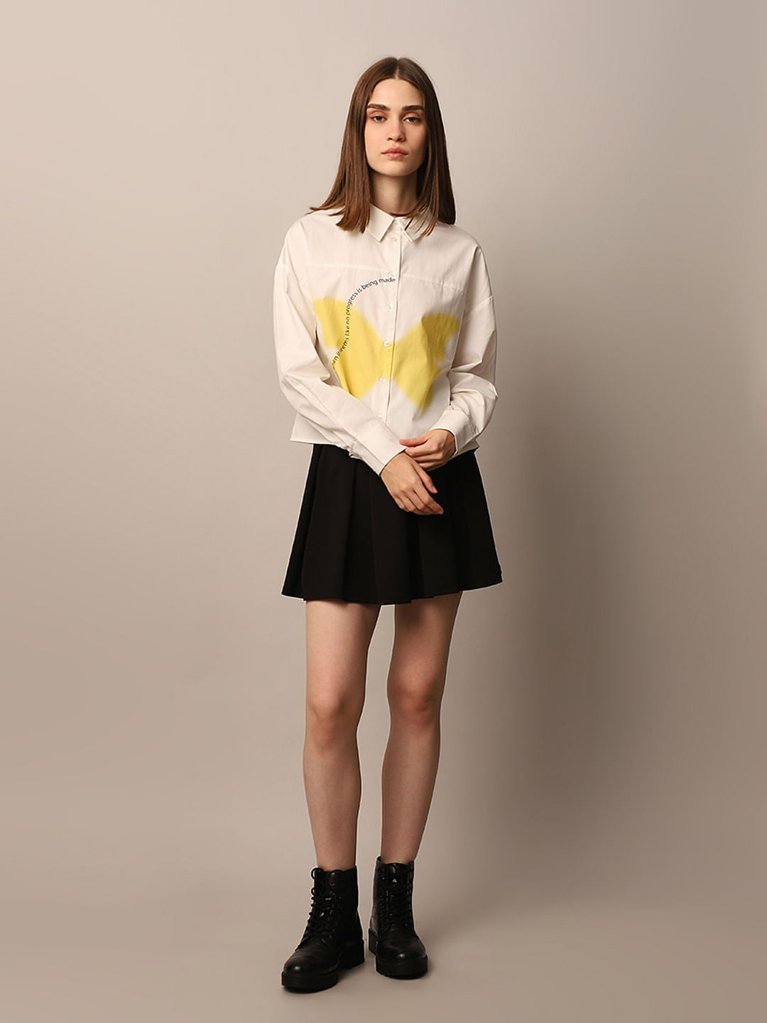 White Printed Poplin Shirt