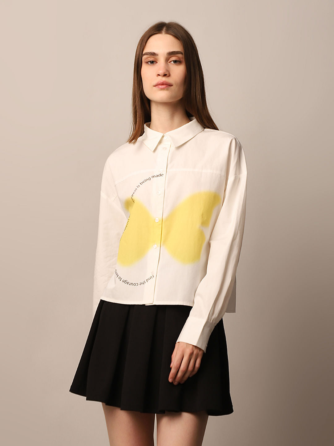 White Printed Poplin Shirt