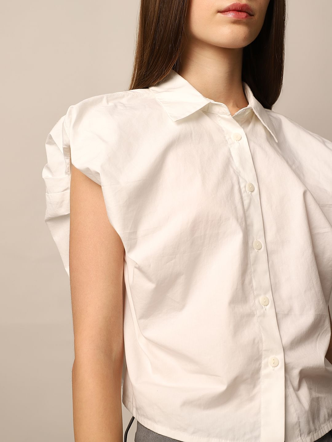 White Cropped Shirt