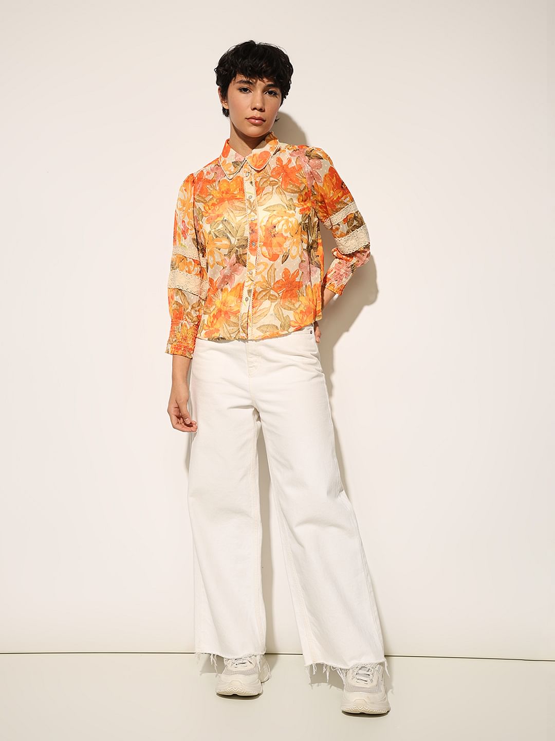 Orange Printed Shirt