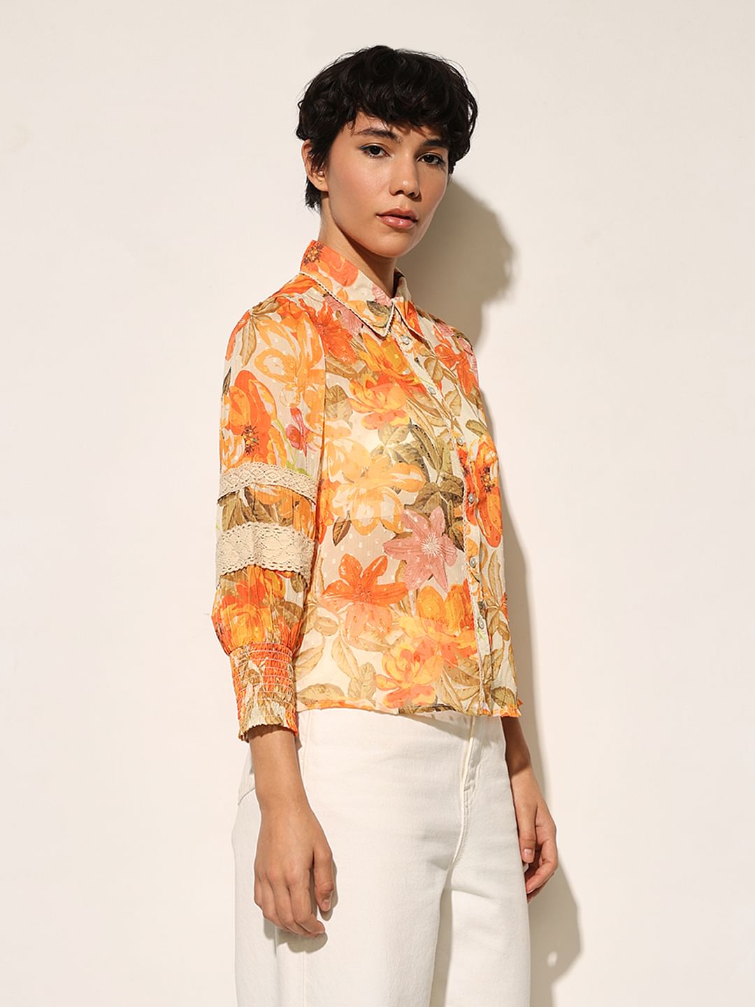 Orange Printed Shirt
