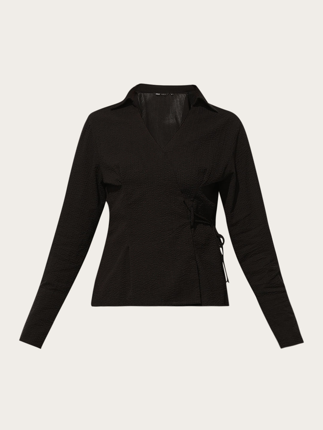 Black Waist Tie-Up Shirt