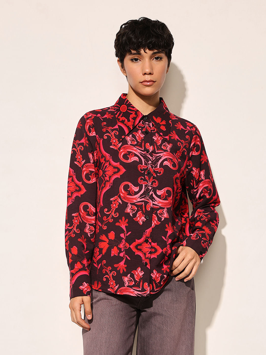 Black Abstract Print Shirt