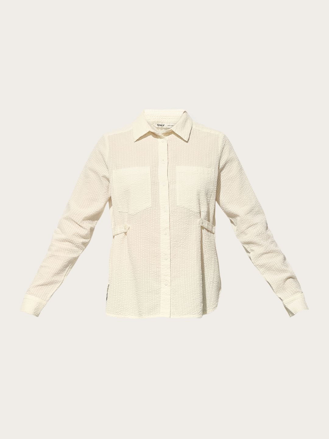 White Seersucker Cotton Shirt