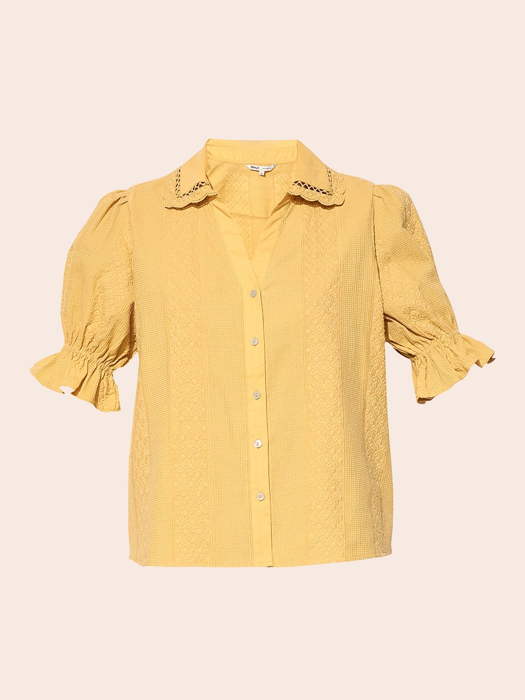 Mustard Puff Sleeves Shirt