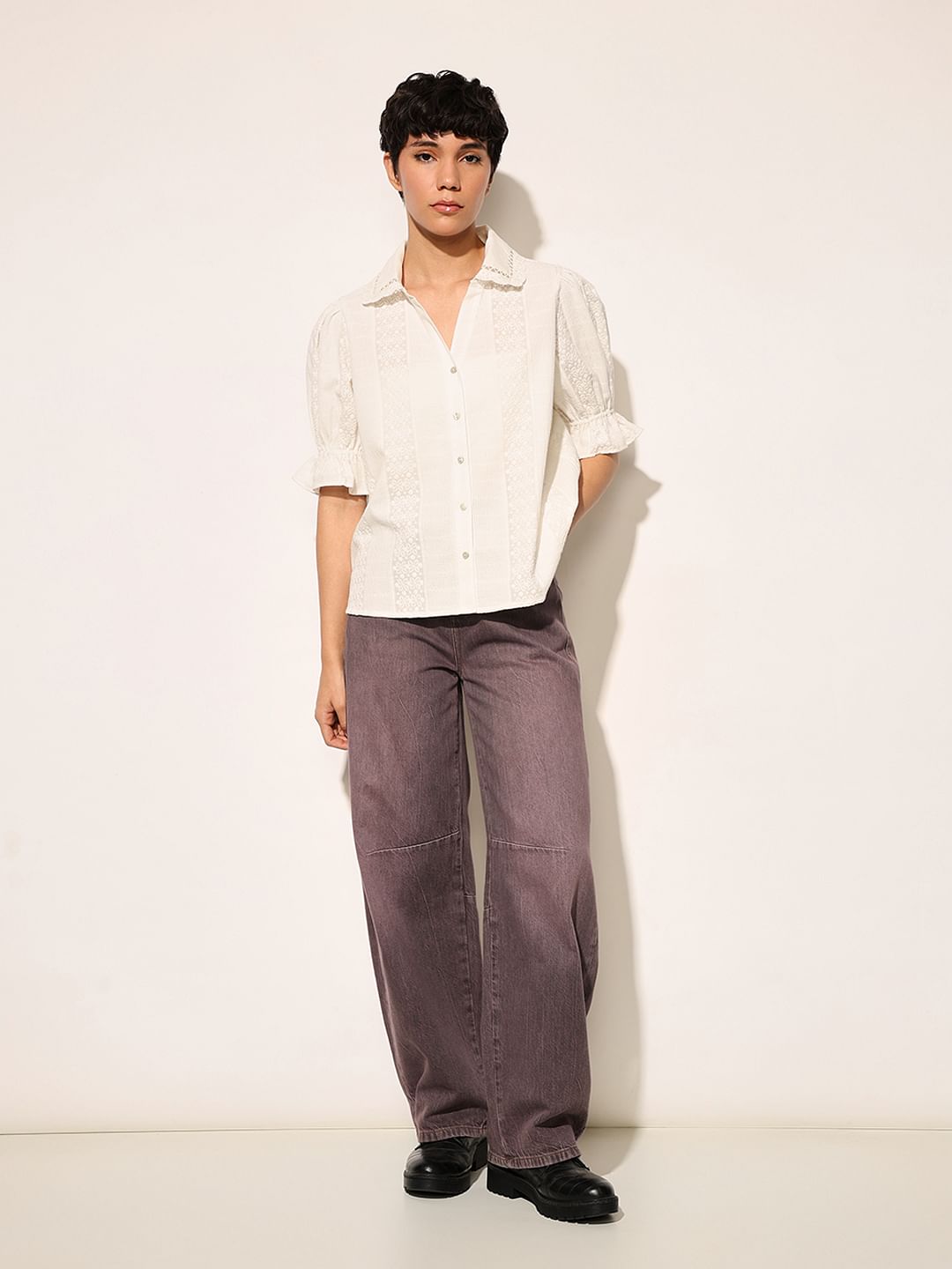 White Puff Sleeves Shirt