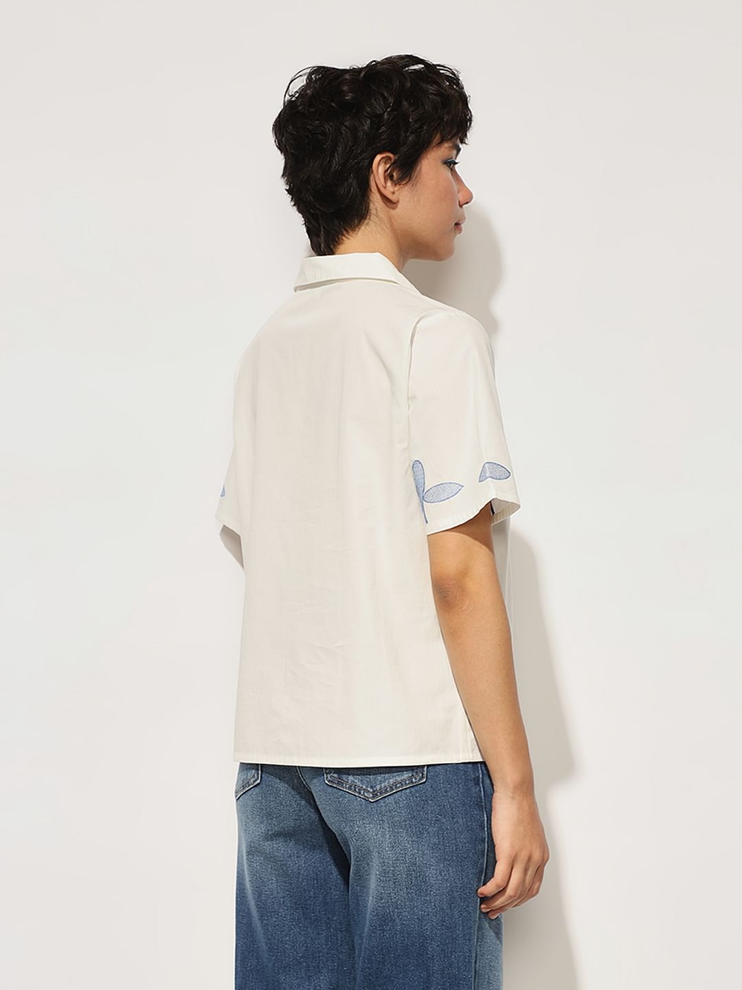 White Embroidered Resort Shirt