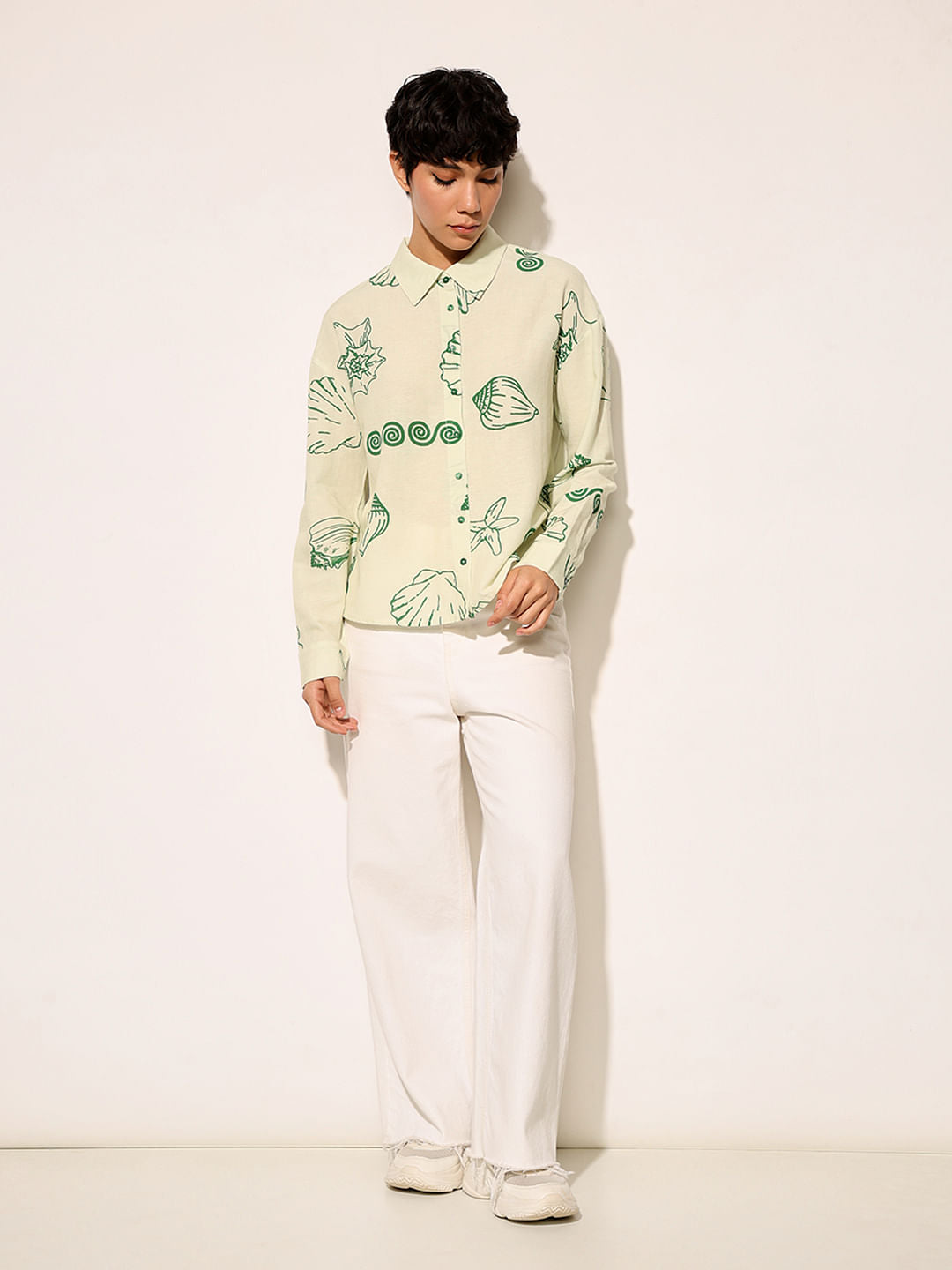Green Seascape Print Shirt