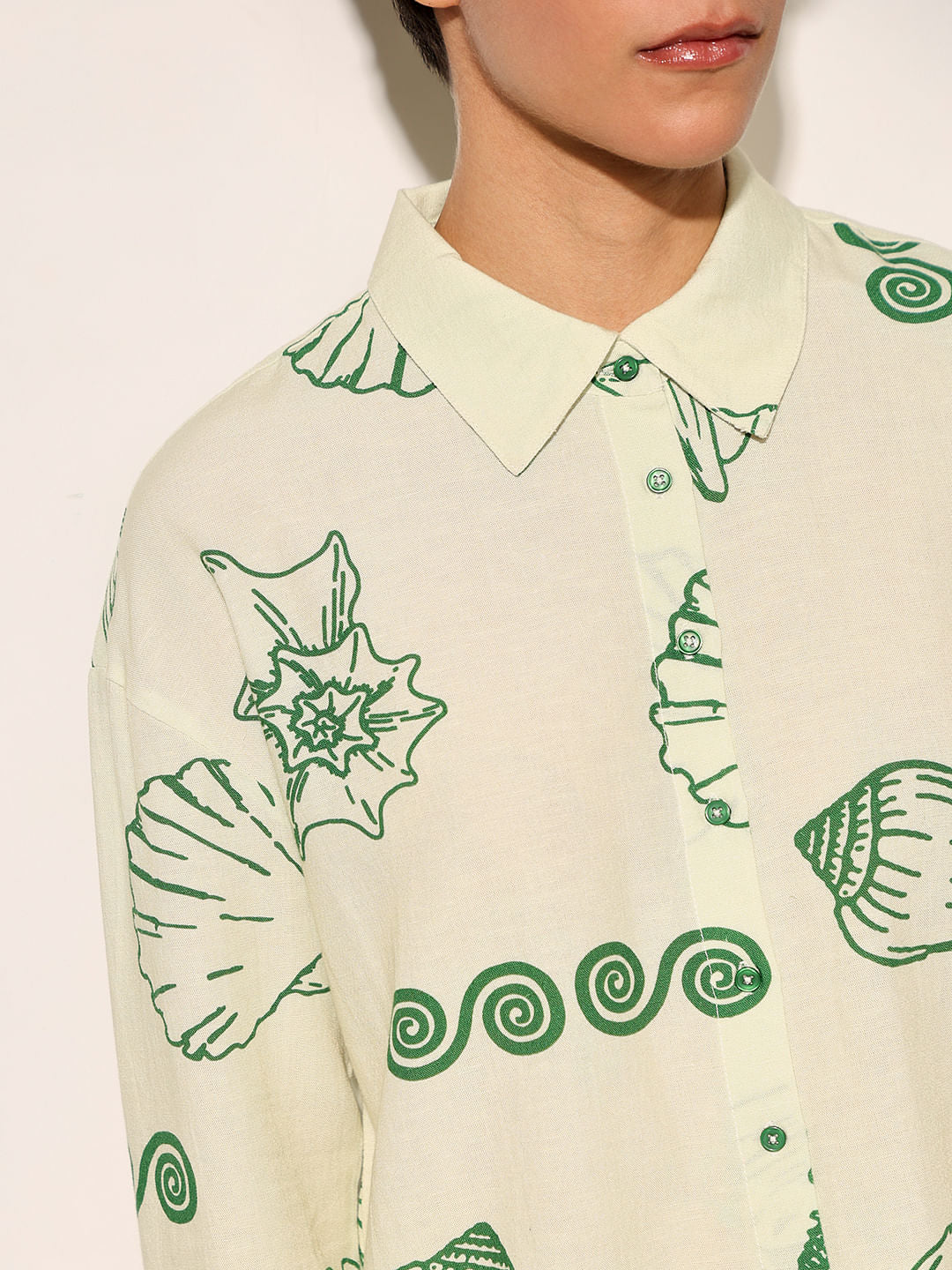 Green Seascape Print Shirt