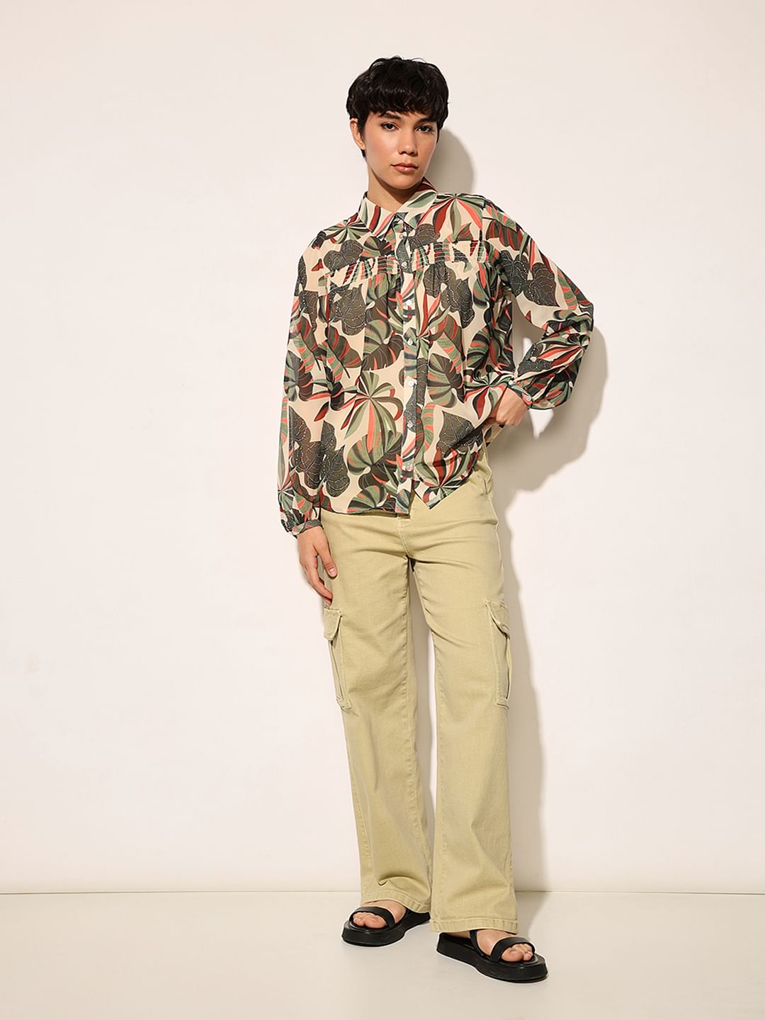 Green Abstract Print Shirt