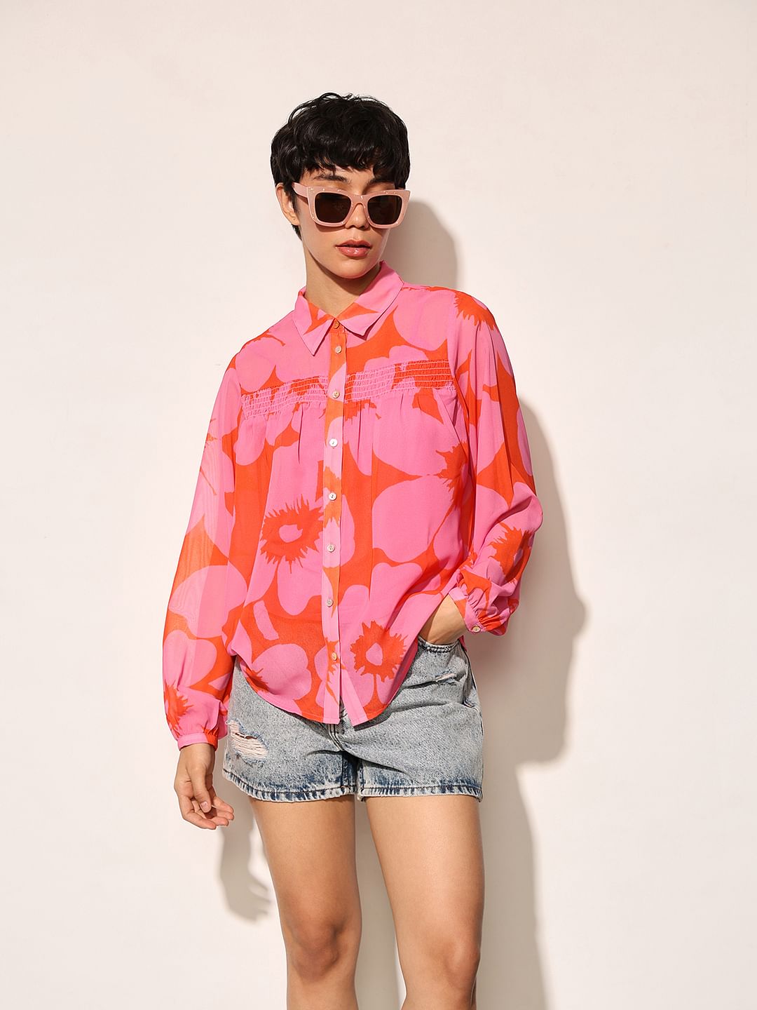 Pink Abstract Print Shirt