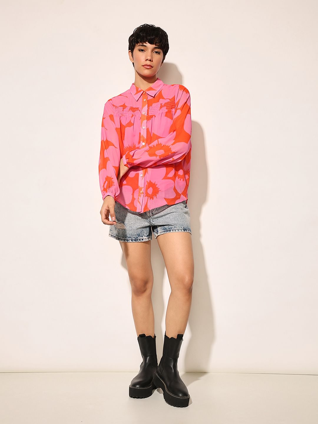 Pink Abstract Print Shirt