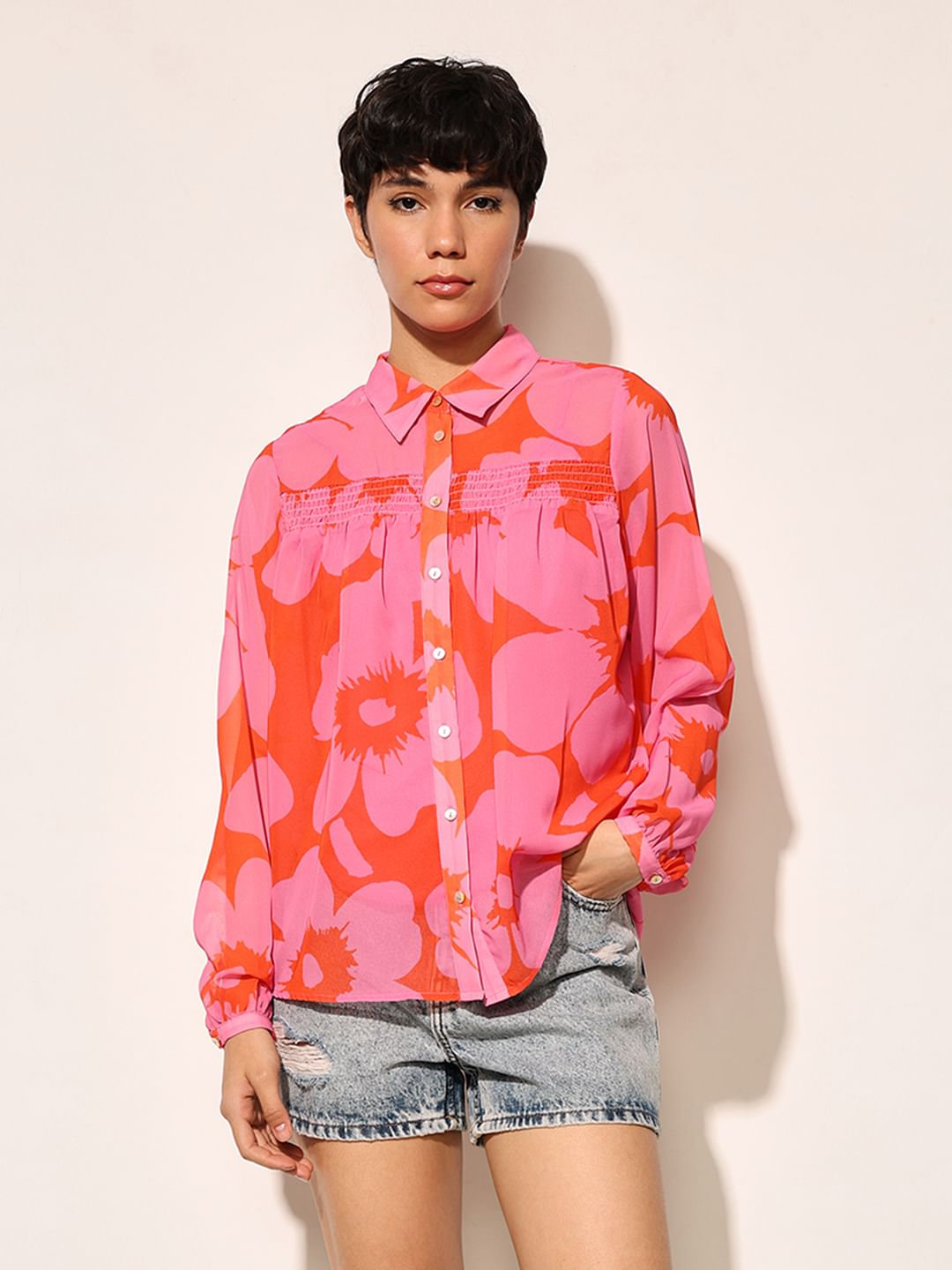 Pink Abstract Print Shirt
