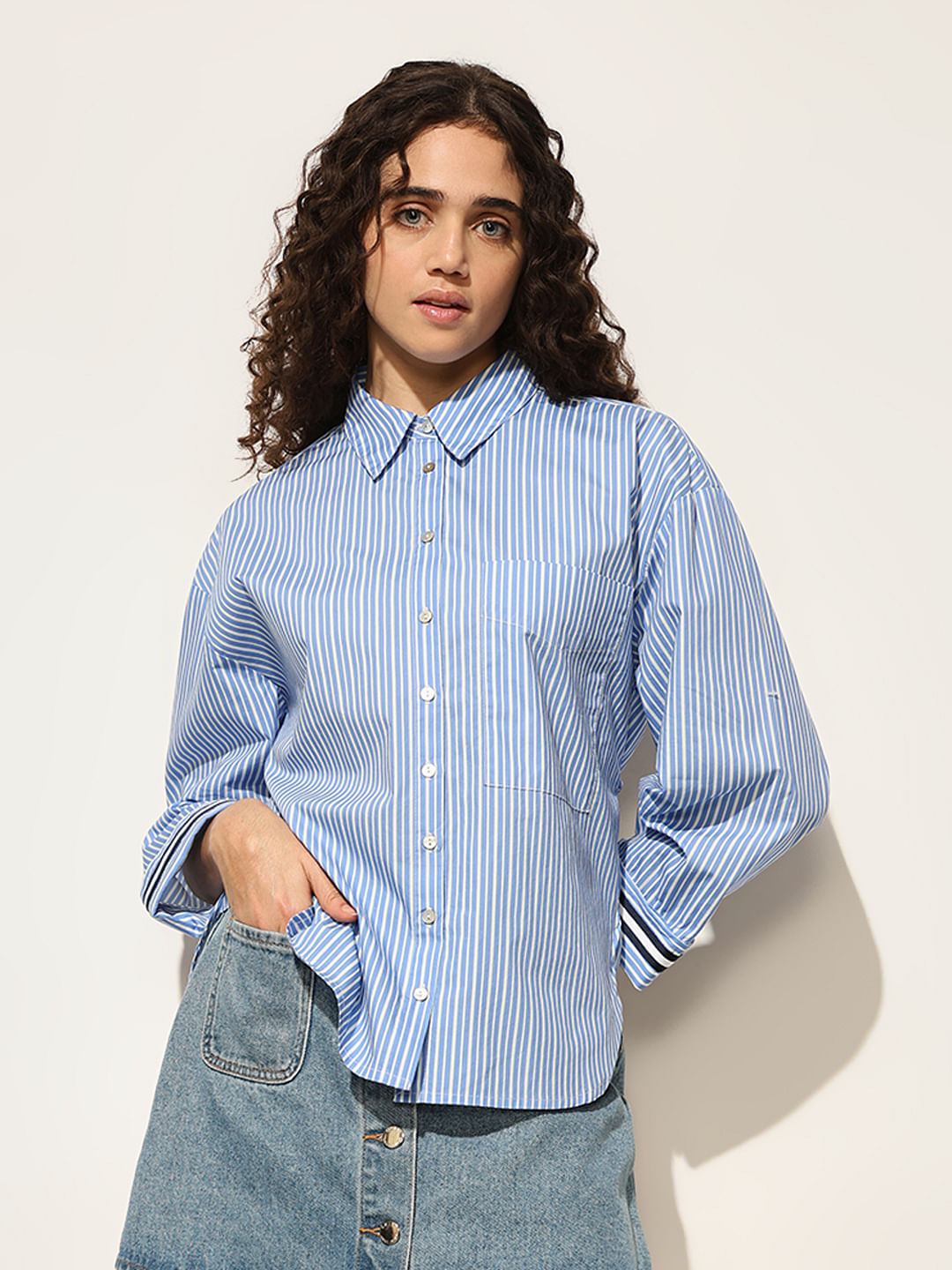 Blue Striped Cotton Shirt