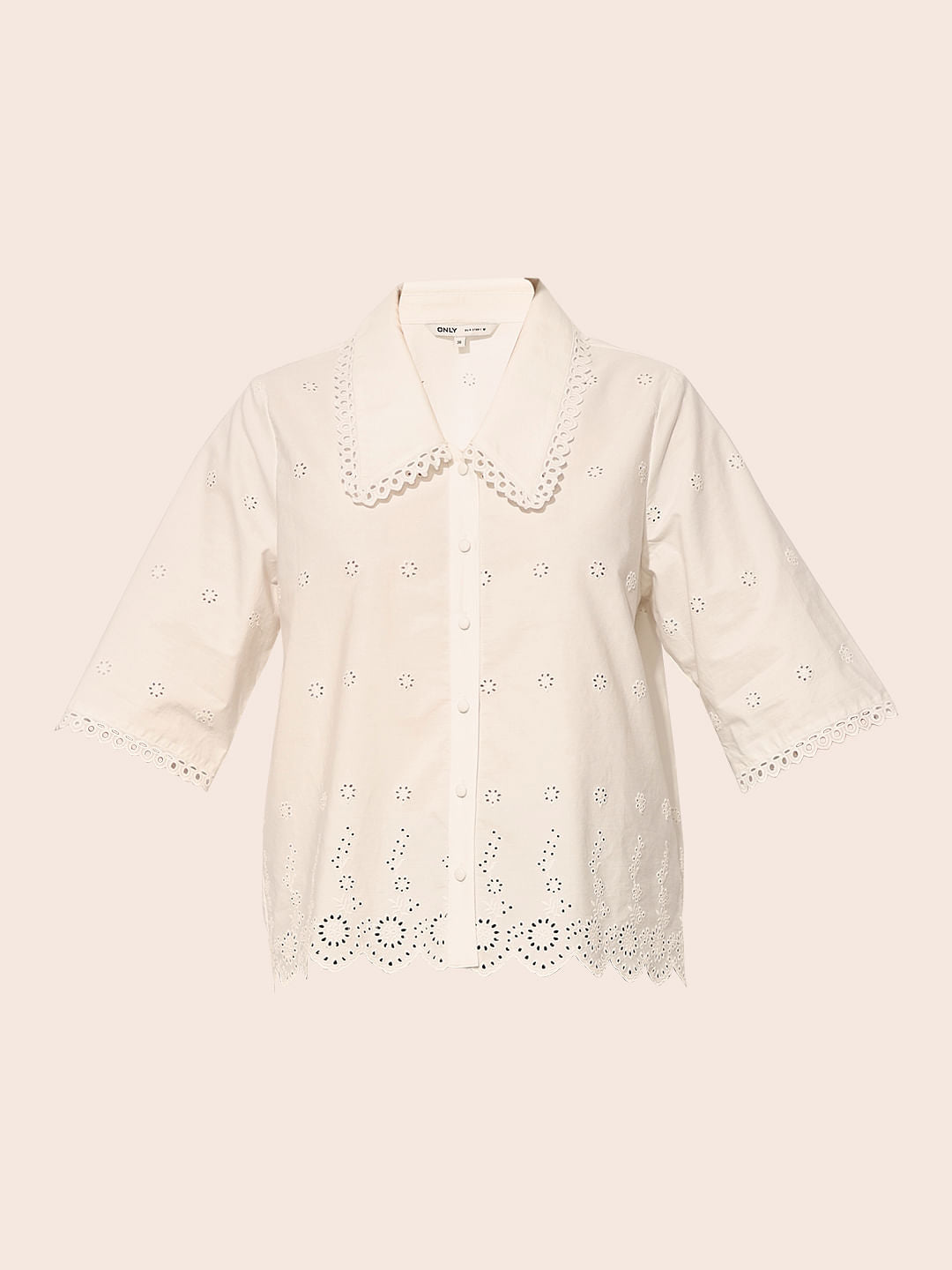 White Flared Sleeves Cotton Shirt
