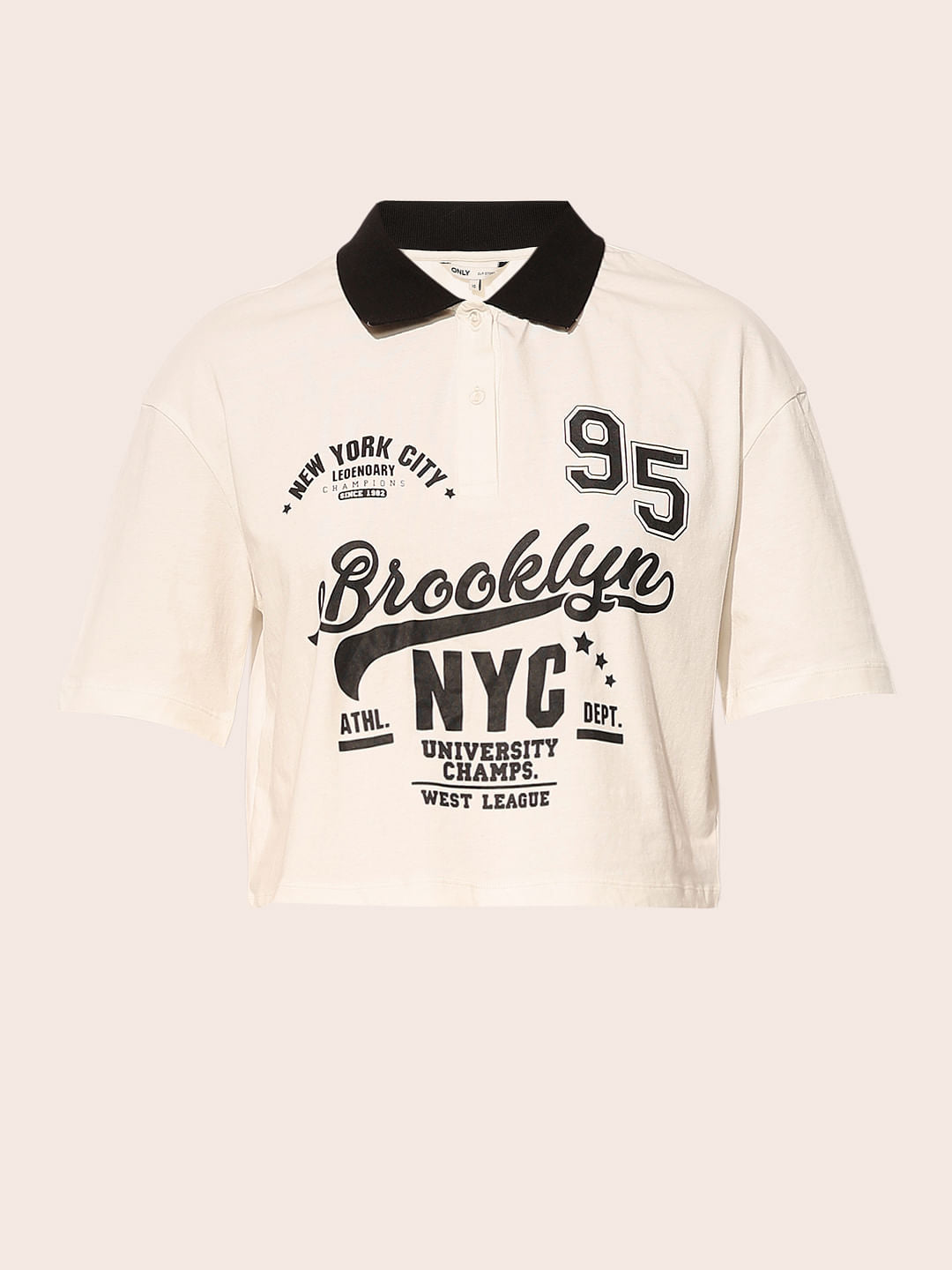 White Printed Cropped T-Shirt