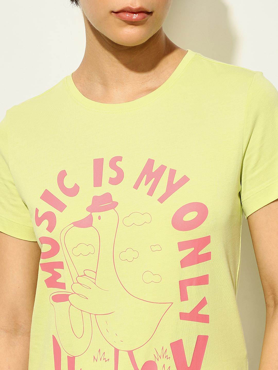 Green Printed Cotton T-Shirt