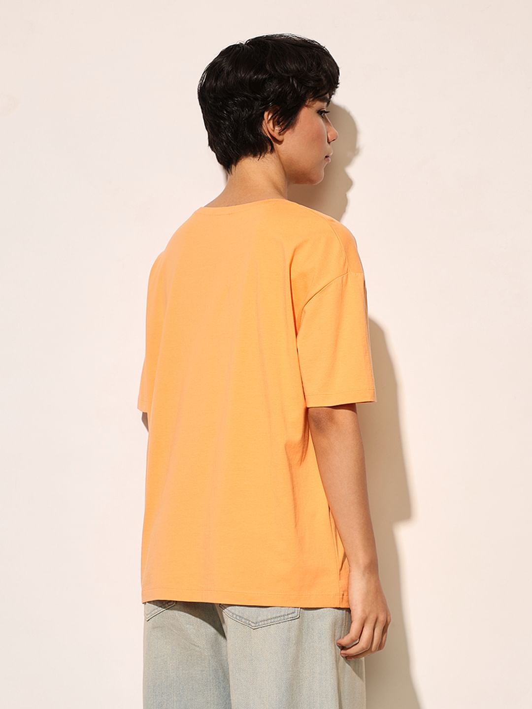 Orange Printed Oversized T-Shirt