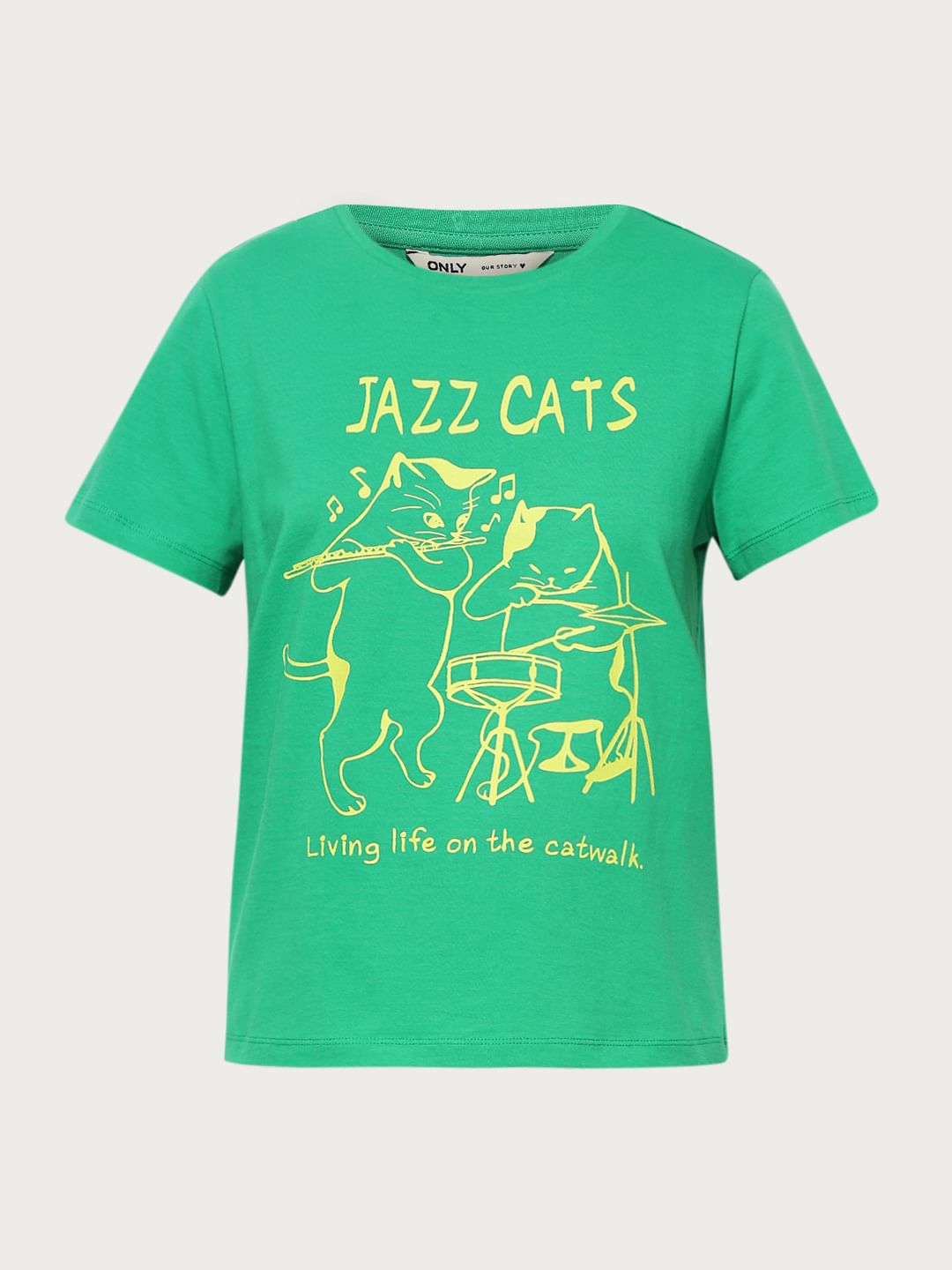 Green Printed Cotton T-Shirt