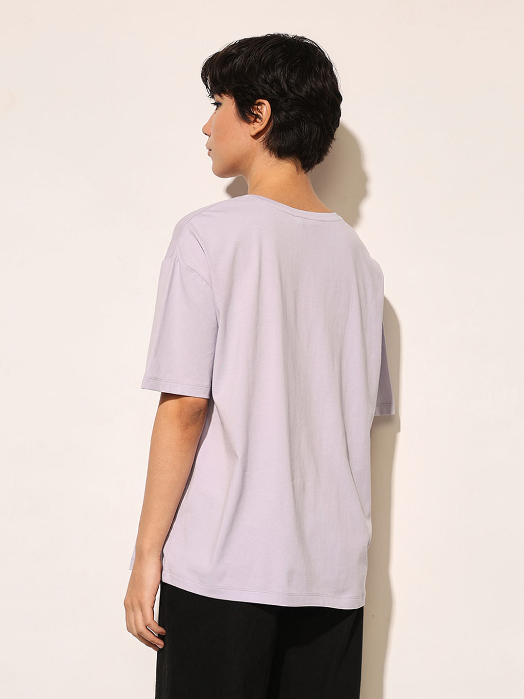 Purple Printed Cotton T-Shirt