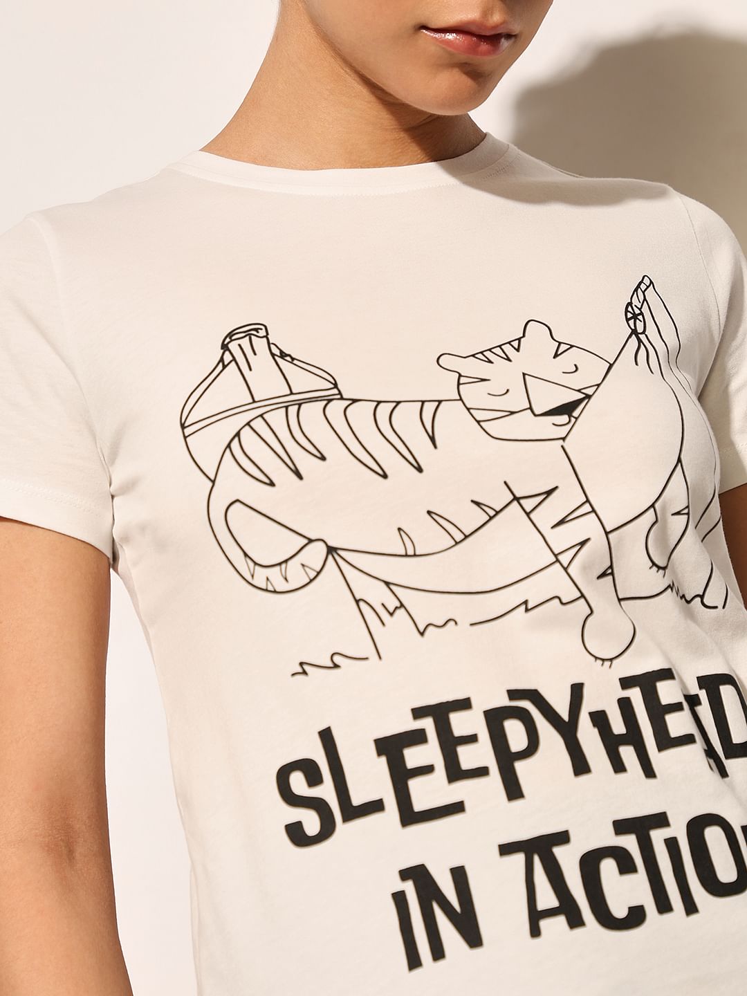 White Printed Cotton T-Shirt