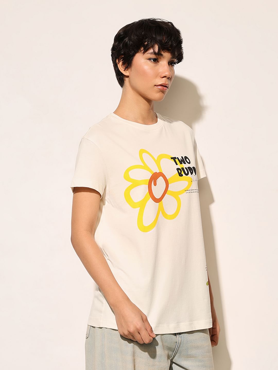 White Graphic Print T-Shirt