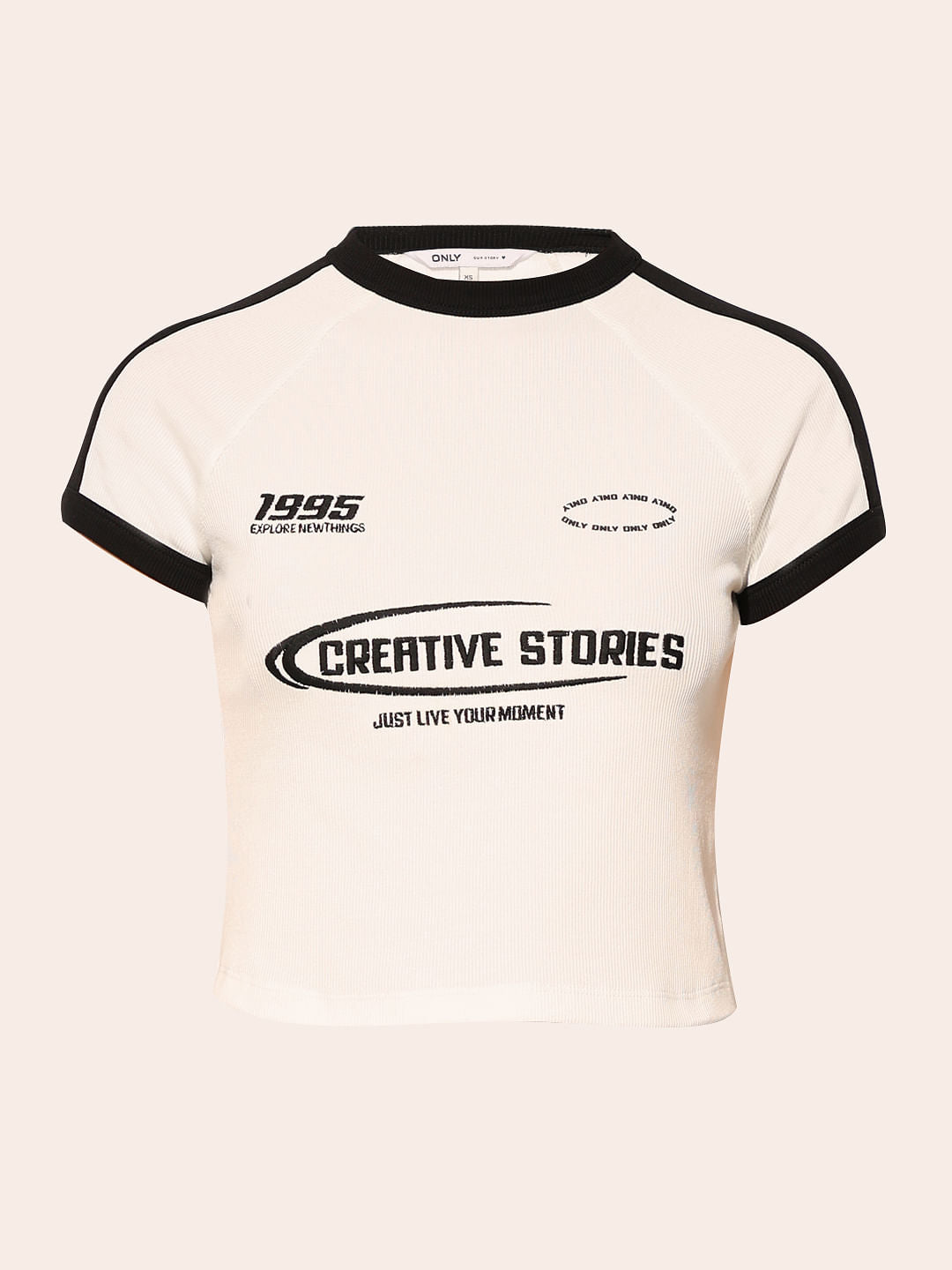 White Ribbed Cropped T-Shirt