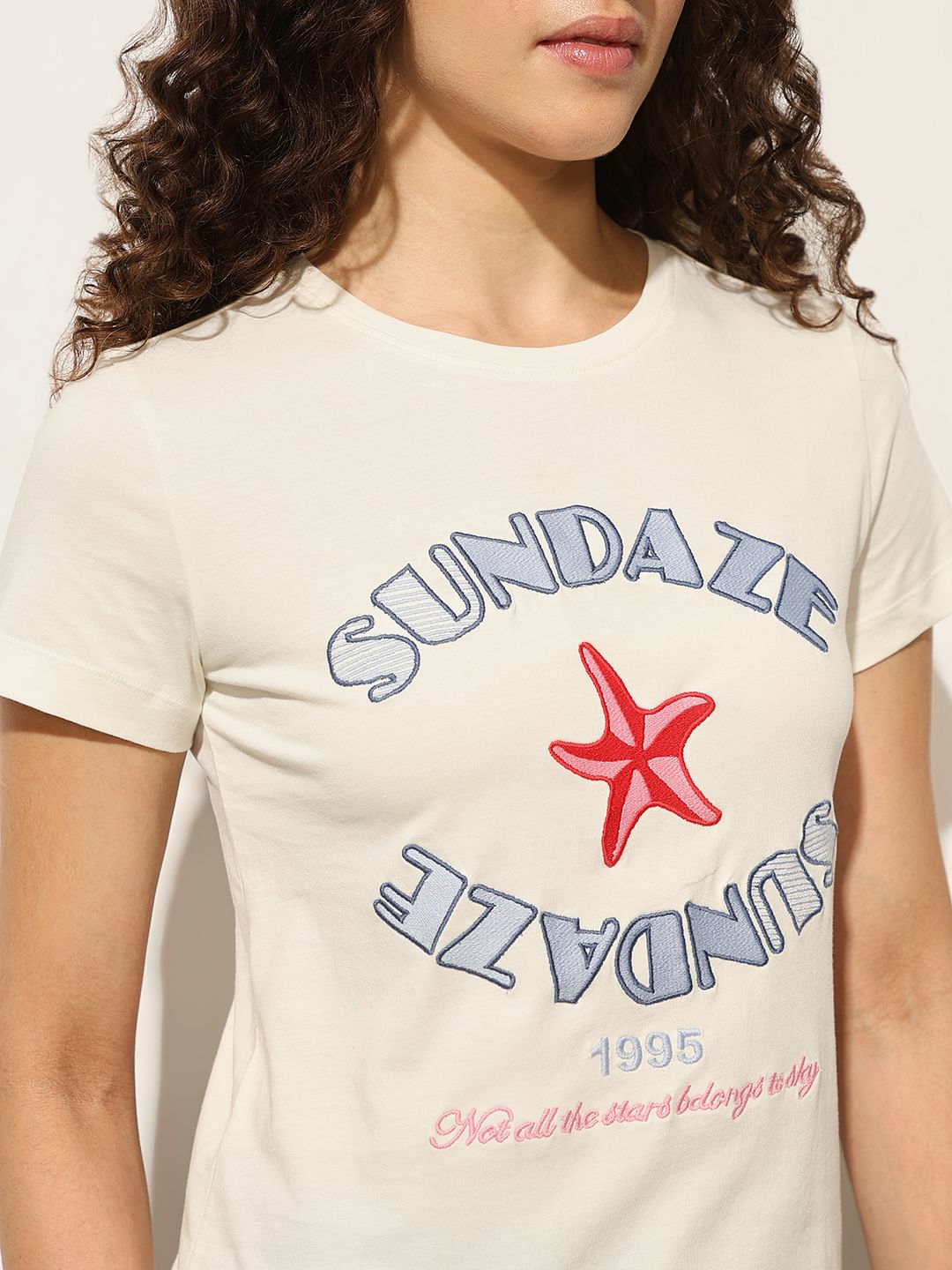 White Graphic Print Cotton T-Shirt