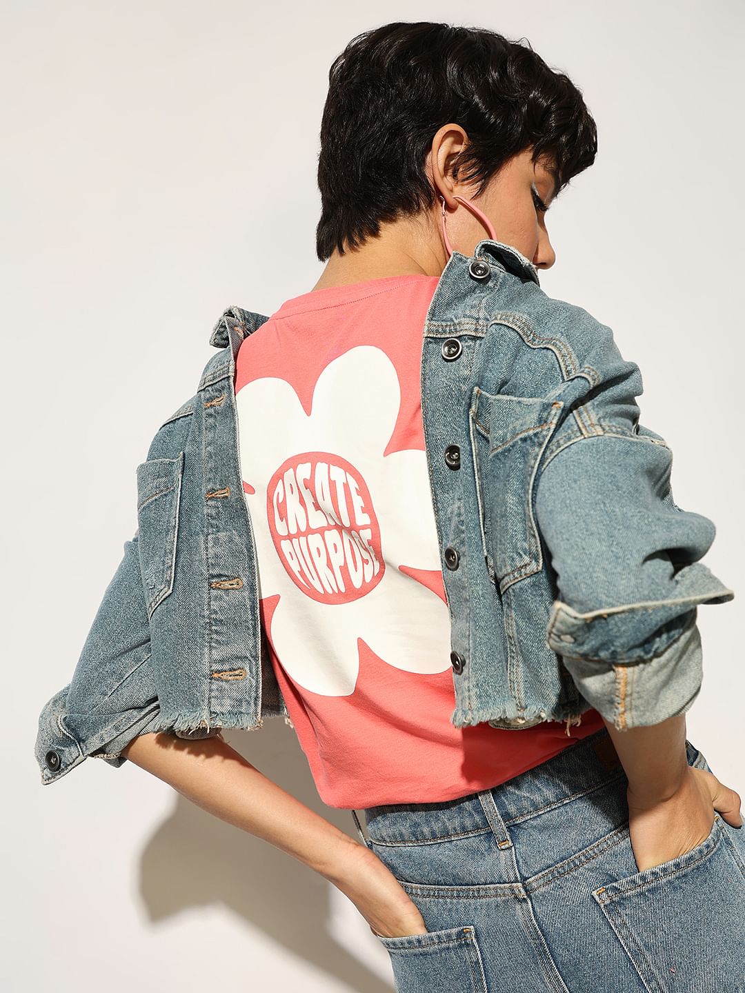 Coral Printed Cotton T-Shirt