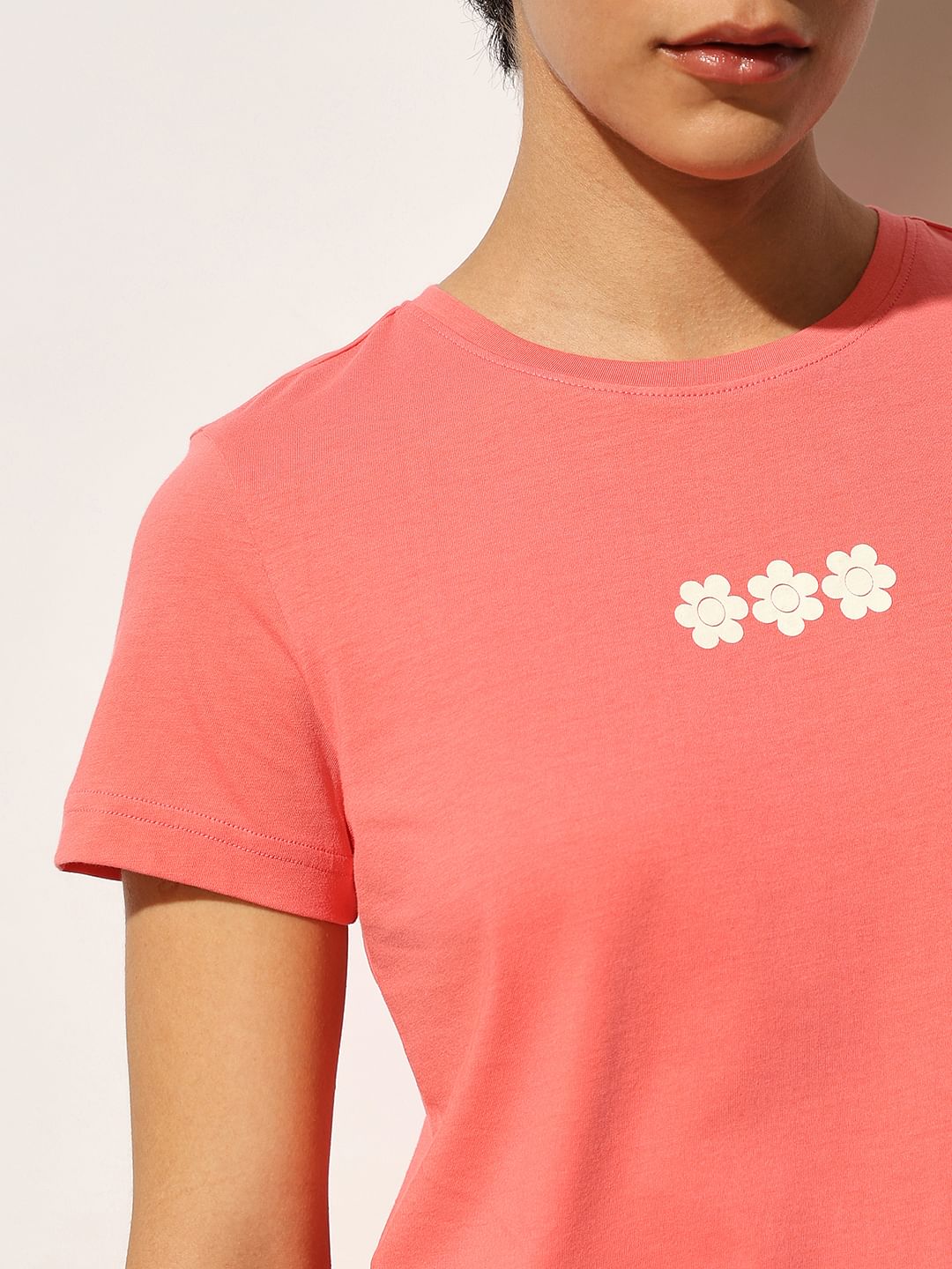 Coral Printed Cotton T-Shirt