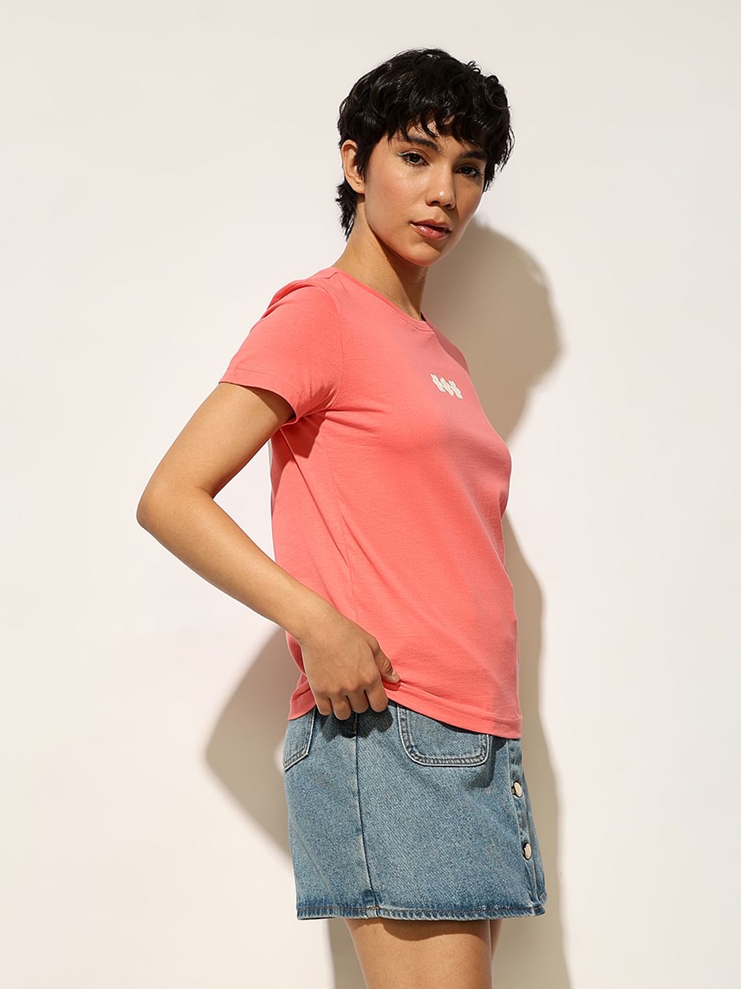Coral Printed Cotton T-Shirt