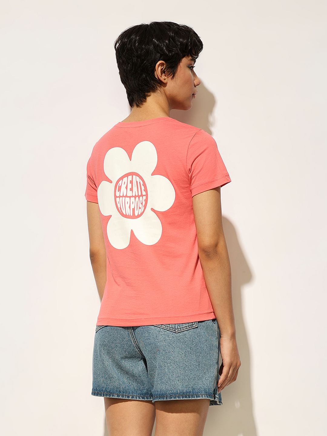 Coral Printed Cotton T-Shirt