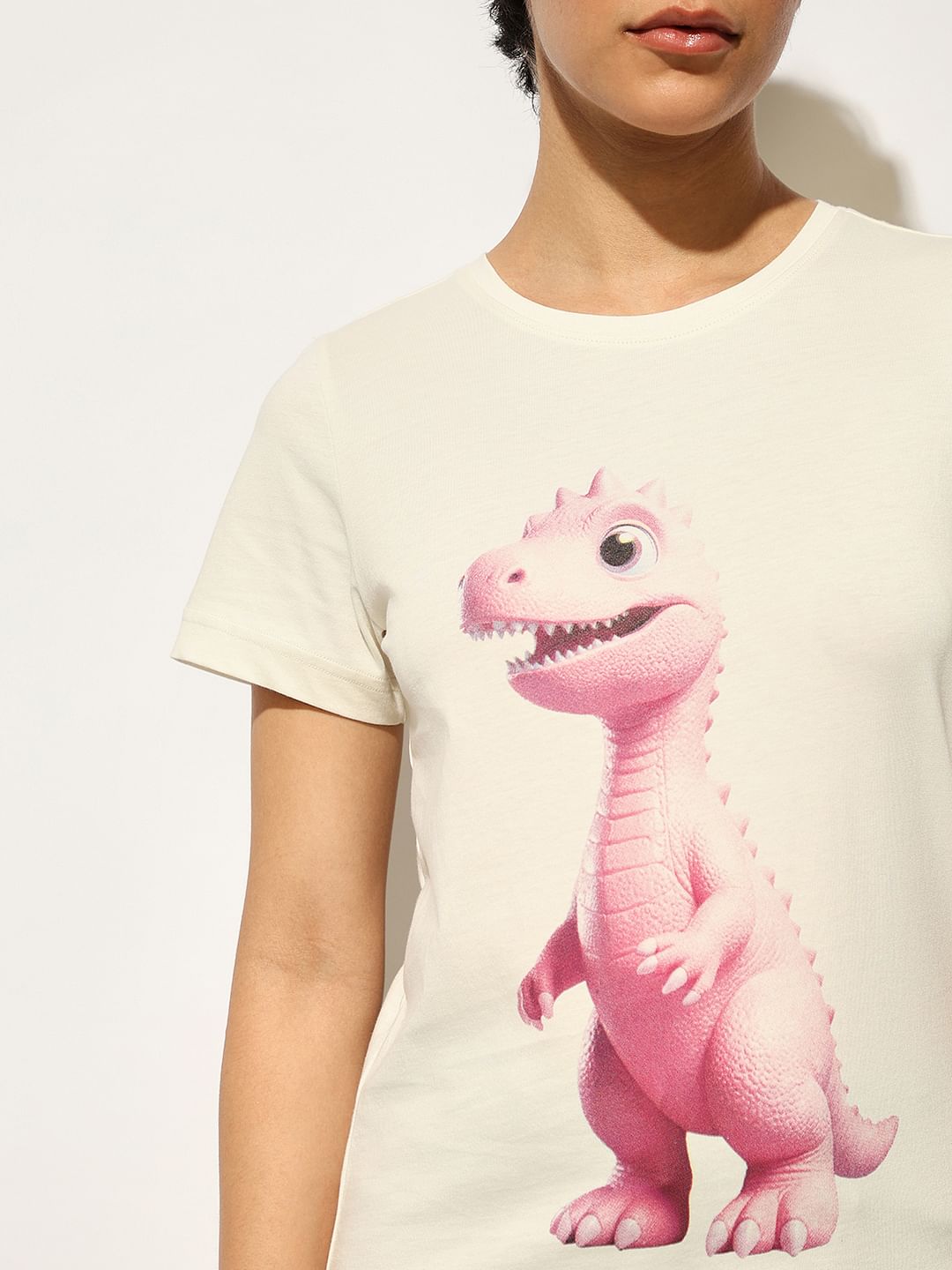 White Printed Cotton T-Shirt