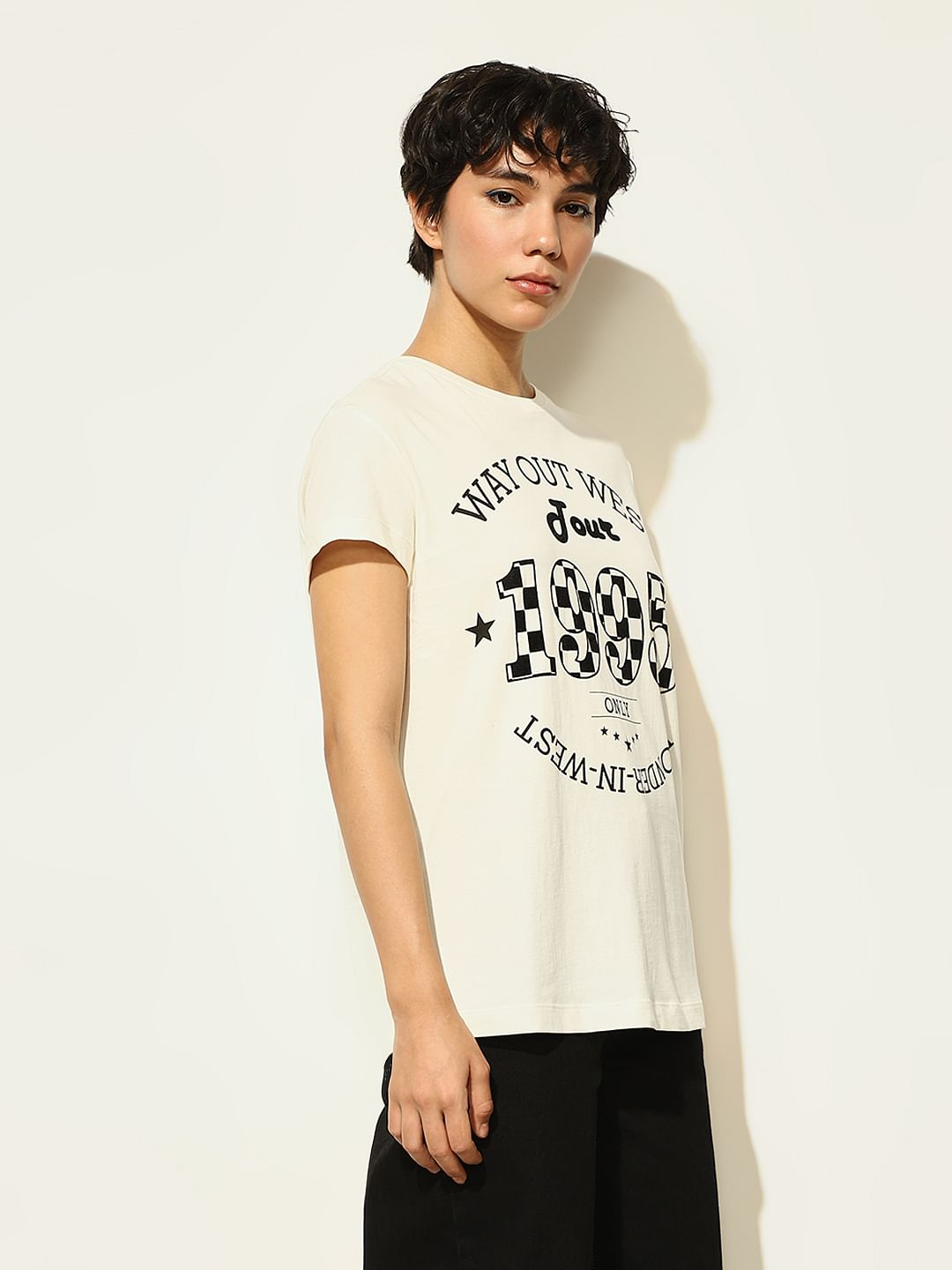 White Printed Cotton T-Shirt