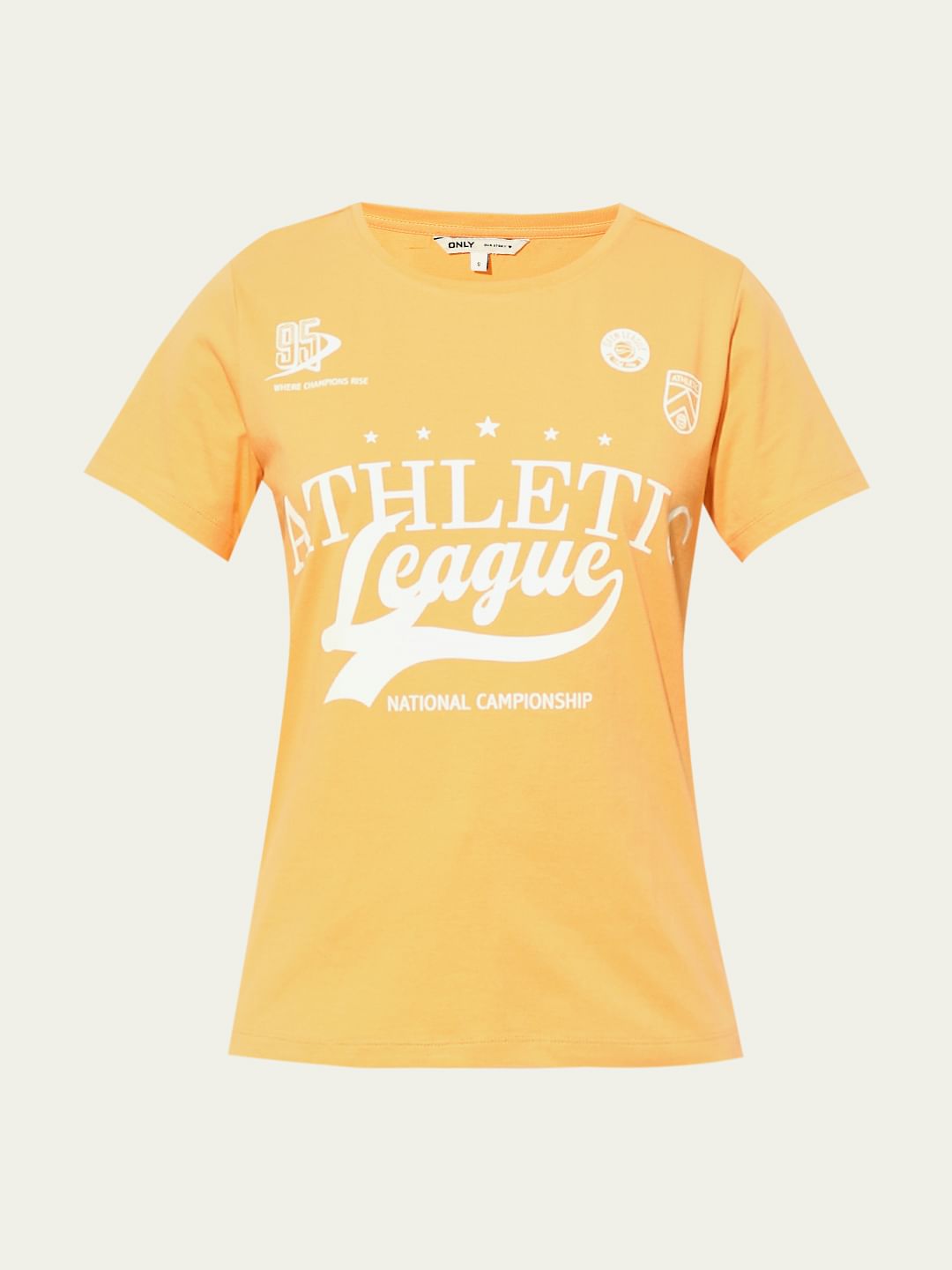 Orange Printed Cotton T-Shirt
