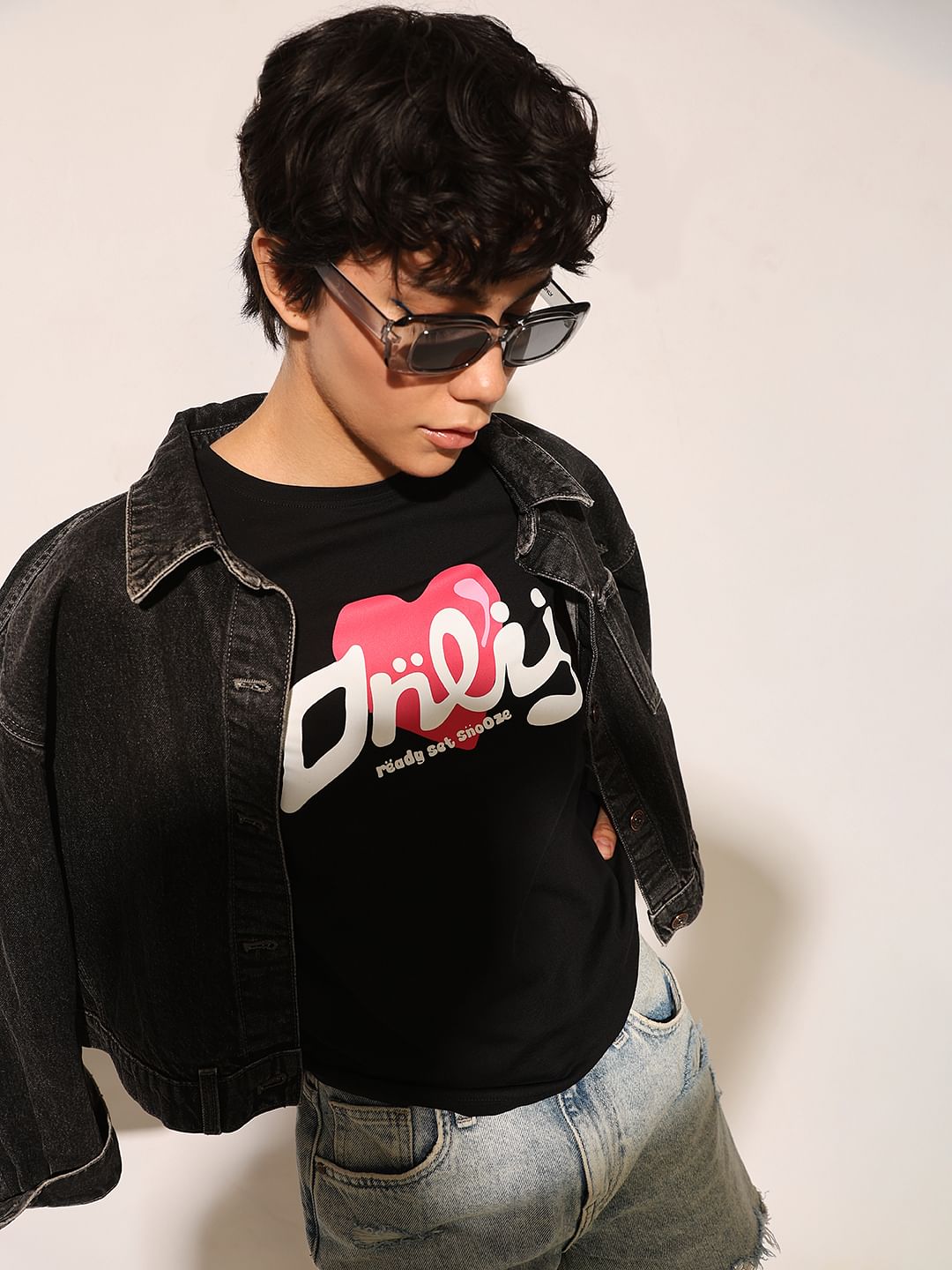 Black Typographic Print T-Shirt