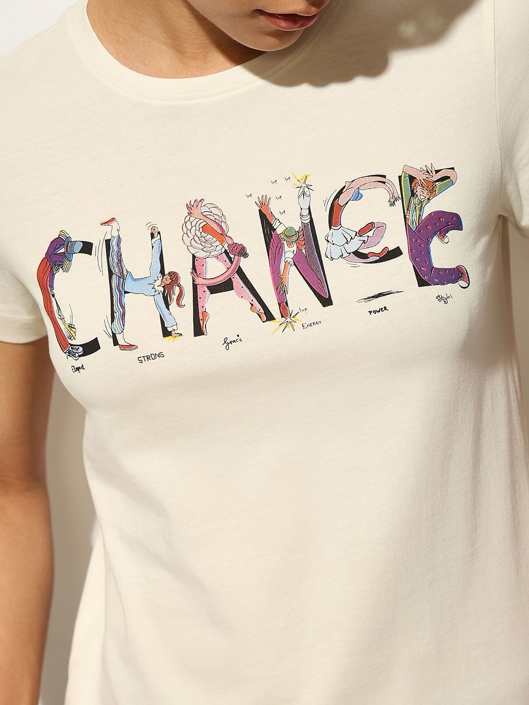 White Typographic Print Cotton T-Shirt