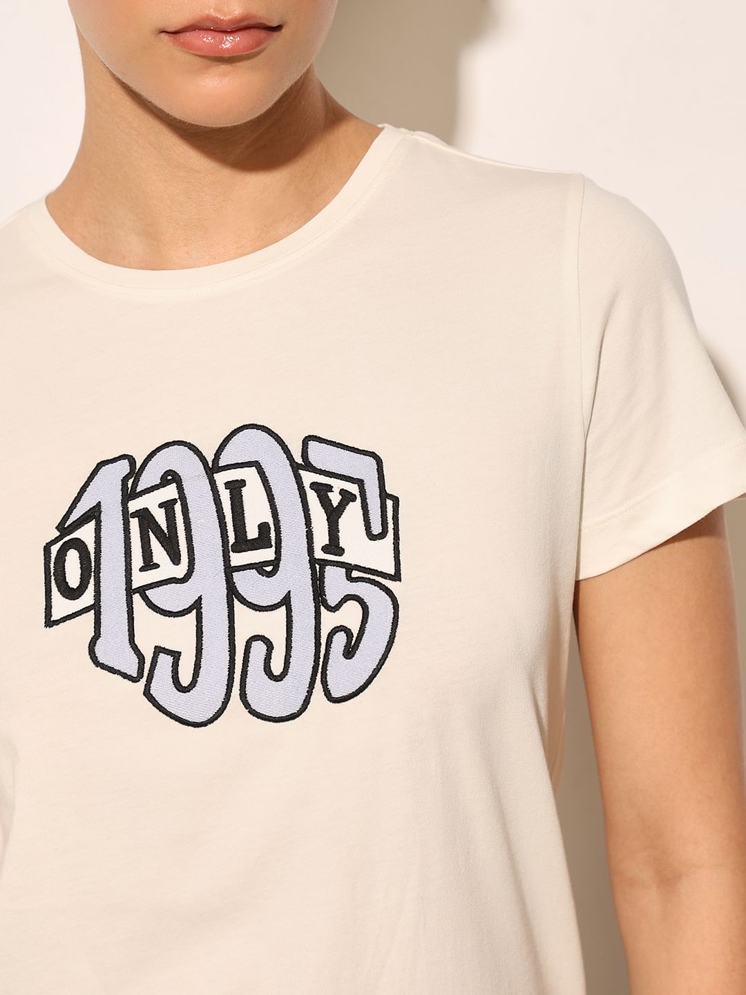 White Typographic Print T-Shirt
