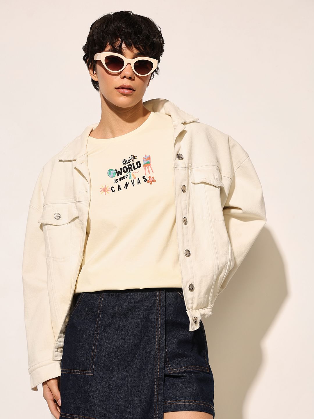 Cream Printed T-Shirt