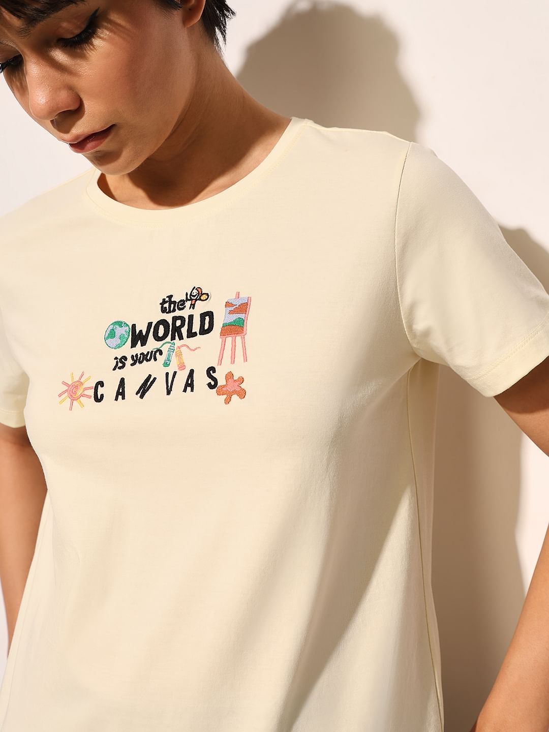 Cream Printed T-Shirt